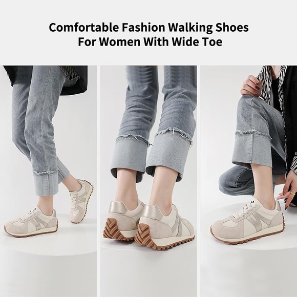 NWT SOMILISS Sneakers for Womens Wide Toe Box Design Size40  Beige - Picture 10 of 12